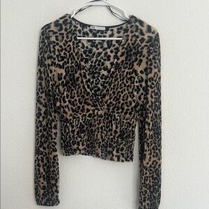 Zara Leopard Print Long Sleeve Top